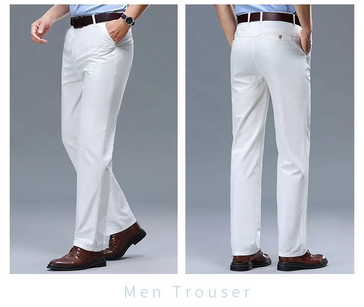 Summer Thin Men's Slim Suit Pants Fashion Business Casual Pants Cotton Green Black Khaki Trousers Male Brand Clothing 29 - 42 - PratSN