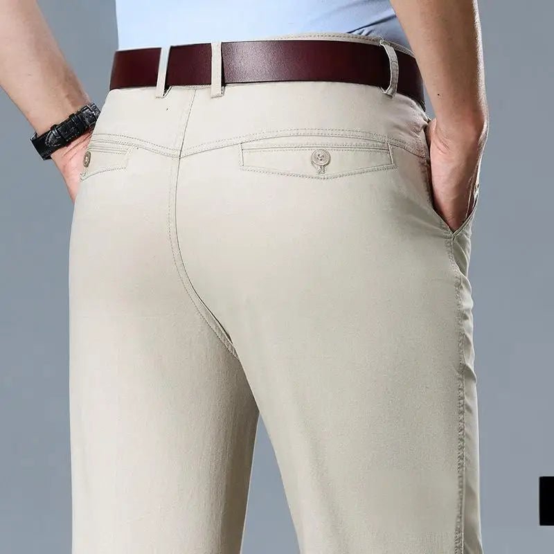 Summer Thin Men's Slim Suit Pants Fashion Business Casual Pants Cotton Green Black Khaki Trousers Male Brand Clothing 29 - 42 - PratSN