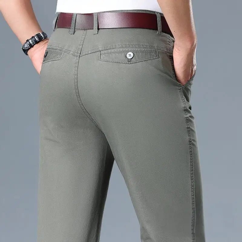 Summer Thin Men's Slim Suit Pants Fashion Business Casual Pants Cotton Green Black Khaki Trousers Male Brand Clothing 29 - 42 - PratSN