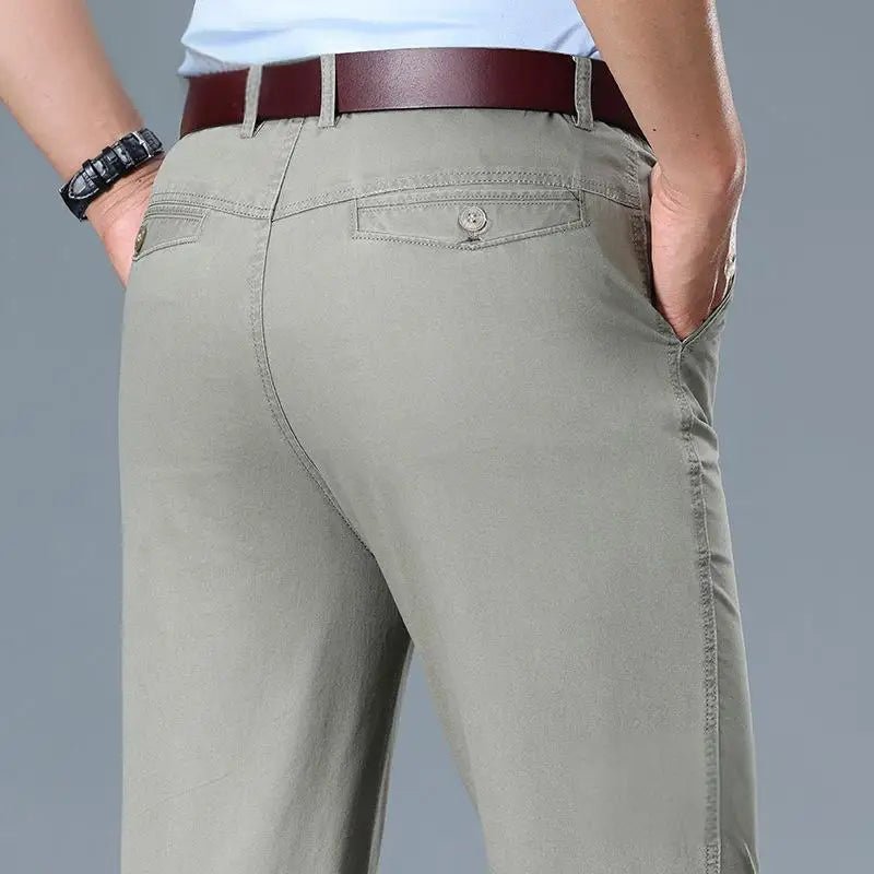 Summer Thin Men's Slim Suit Pants Fashion Business Casual Pants Cotton Green Black Khaki Trousers Male Brand Clothing 29 - 42 - PratSN