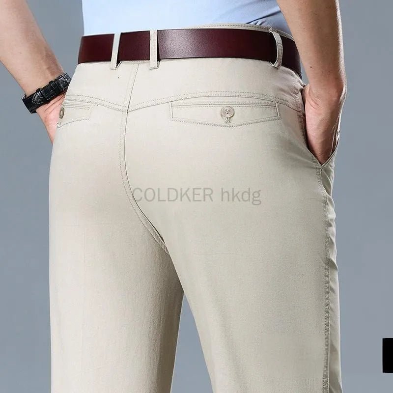 Summer Thin Men's Slim Suit Pants Fashion Business Casual Pants Cotton Green Black Khaki Trousers Male Brand Clothing 29 - 42 - PratSN