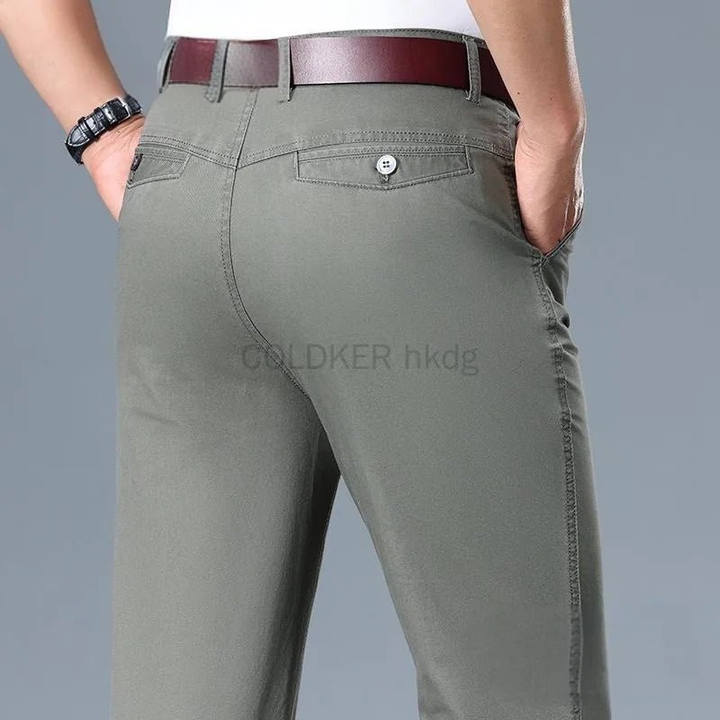 Summer Thin Men's Slim Suit Pants Fashion Business Casual Pants Cotton Green Black Khaki Trousers Male Brand Clothing 29 - 42 - PratSN