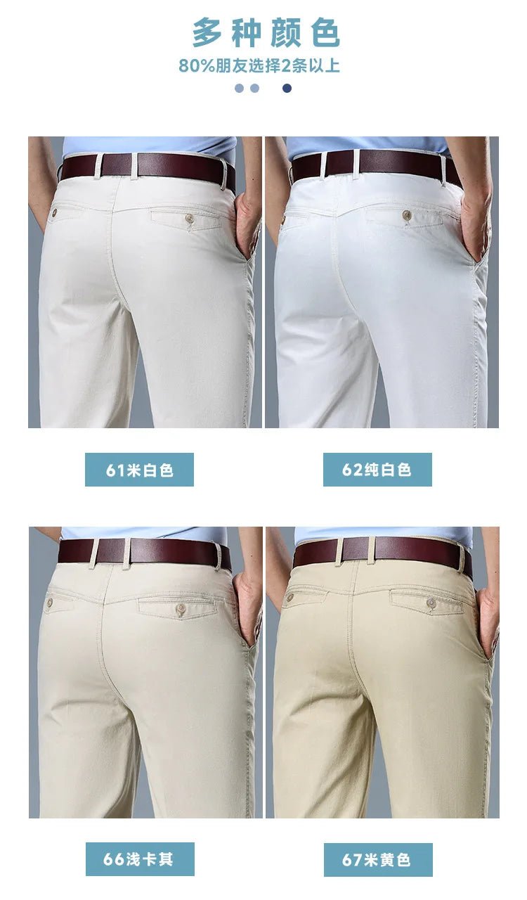 Summer Thin Men's Slim Suit Pants Fashion Business Casual Pants Cotton Green Black Khaki Trousers Male Brand Clothing 29 - 42 - PratSN