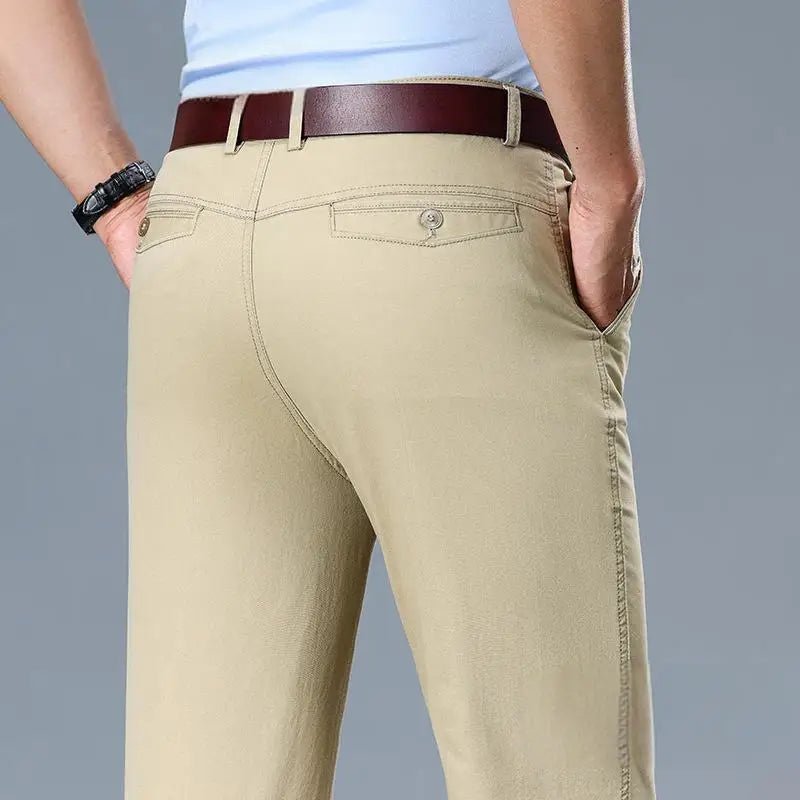 Summer Thin Men's Slim Suit Pants Fashion Business Casual Pants Cotton Green Black Khaki Trousers Male Brand Clothing 29 - 42 - PratSN