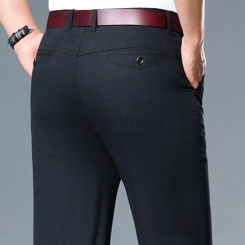 Summer Thin Men's Slim Suit Pants Fashion Business Casual Pants Cotton Green Black Khaki Trousers Male Brand Clothing 29 - 42 - PratSN
