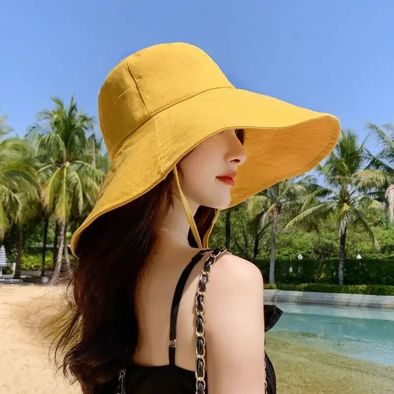 Summer Wide Brim Sun Hat Women Foldable Travel Packable Bucket Hat Japanese UV Sunscreen Cotton Linen Beach Fisherman Hat 여름모자 - PratSN