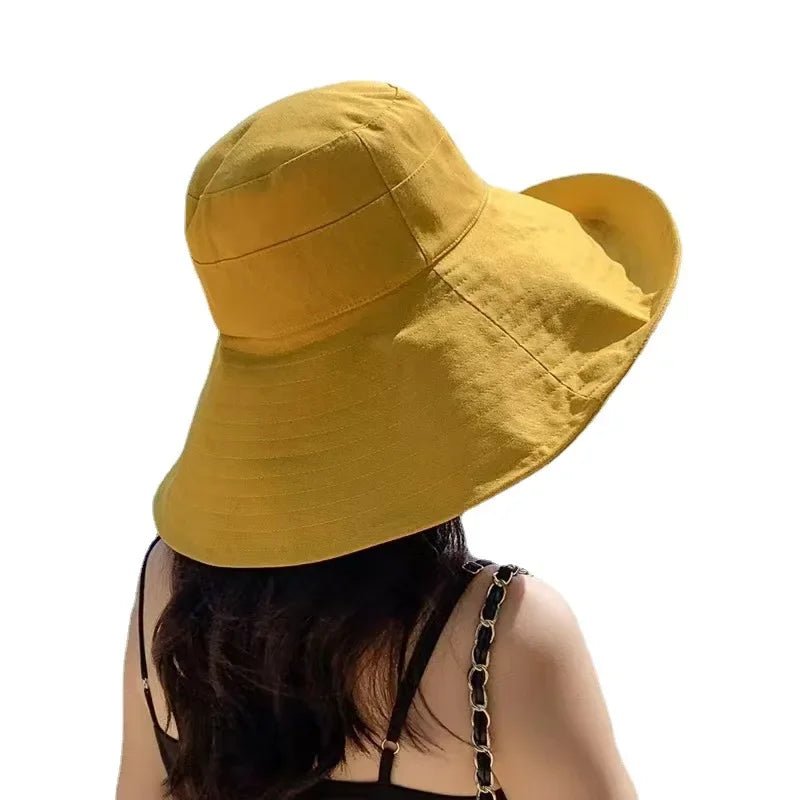 Summer Wide Brim Sun Hat Women Foldable Travel Packable Bucket Hat Japanese UV Sunscreen Cotton Linen Beach Fisherman Hat 여름모자 - PratSN