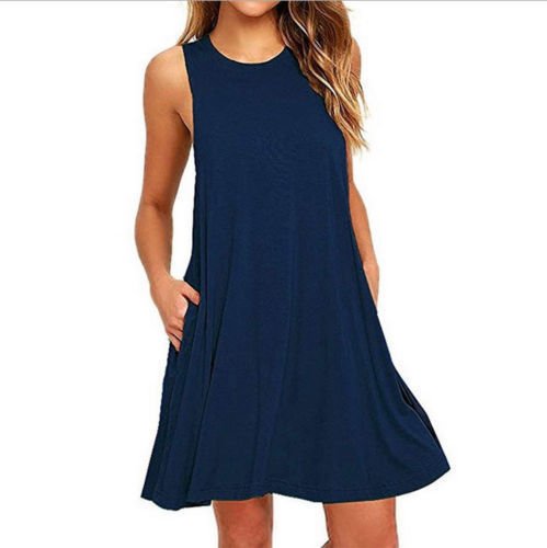Summer Women Casual Pocket Dress Ladies T Shirt Dresses - PratSN