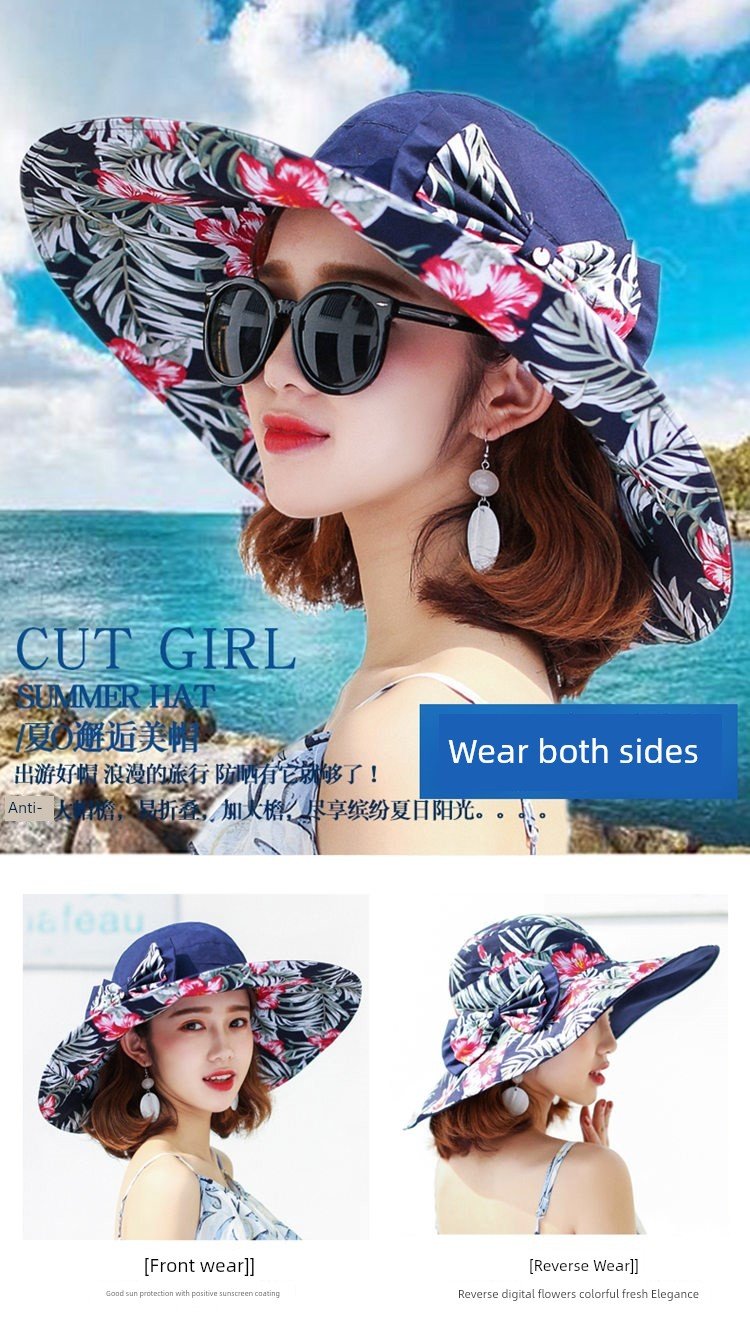 Summer Women's Fashion Outdoor Travel Foldable Big Brim - PratSN