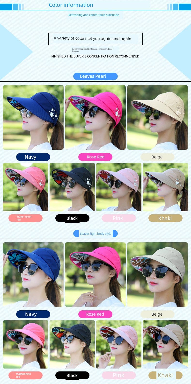 Sun Hat Women's Casual Summer Foldable Sun Hat - PratSN