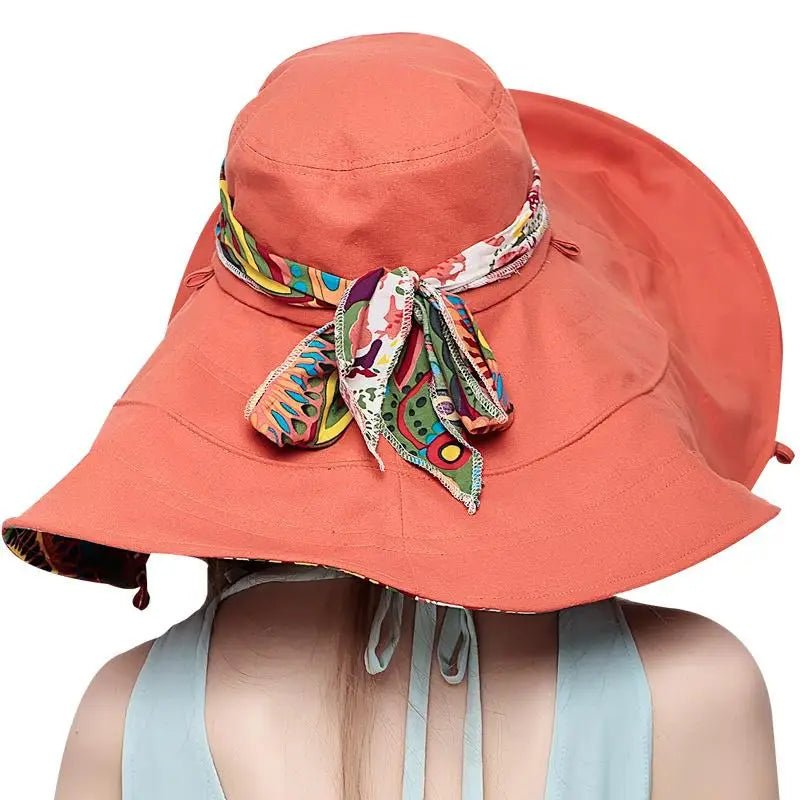 Sun Hats for Women Summer Large Beach Hat Flower Printed Wide Brim Bob Chapeu Panama Feminino - PratSN