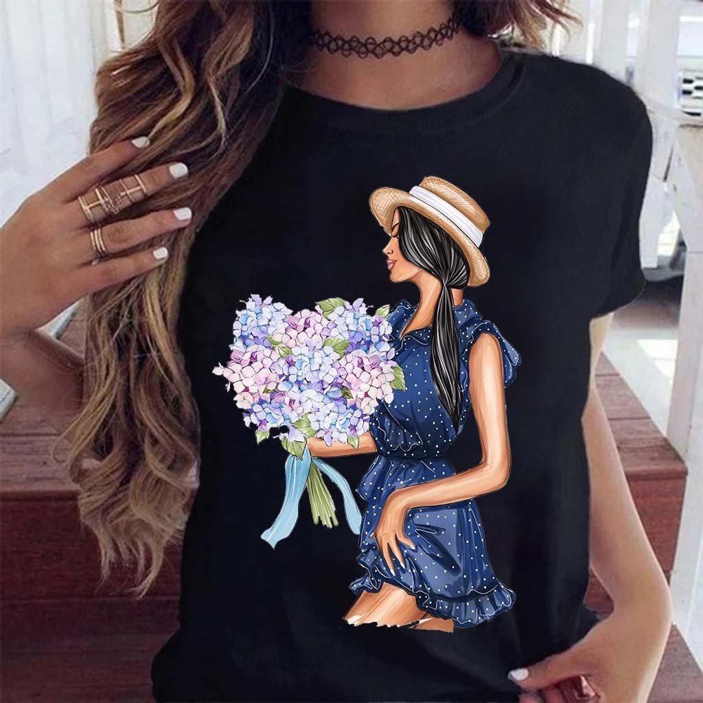 Sunflower Black Loose Short Sleeve T-Shirt - PratSN