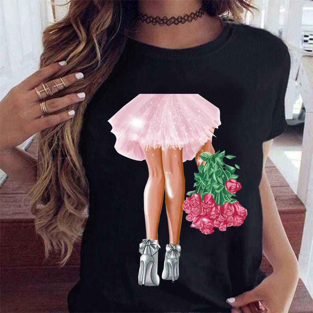 Sunflower Black Loose Short Sleeve T-Shirt - PratSN