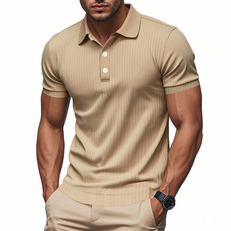 Sunken Stripe Quick - drying Ice Silk Short Sleeve - PratSN