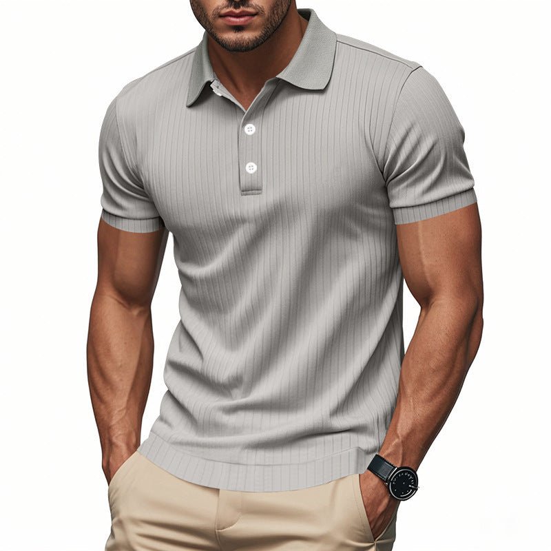 Sunken Stripe Quick - drying Ice Silk Short Sleeve - PratSN