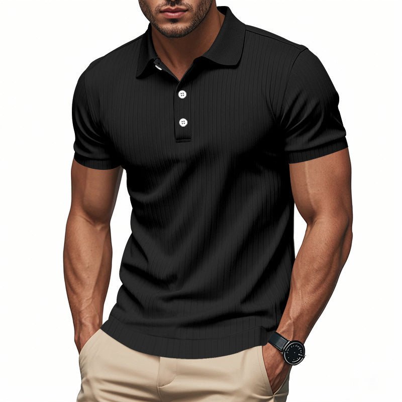 Sunken Stripe Quick - drying Ice Silk Short Sleeve - PratSN
