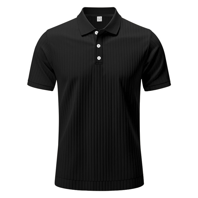 Sunken Stripe Quick - drying Ice Silk Short Sleeve - PratSN