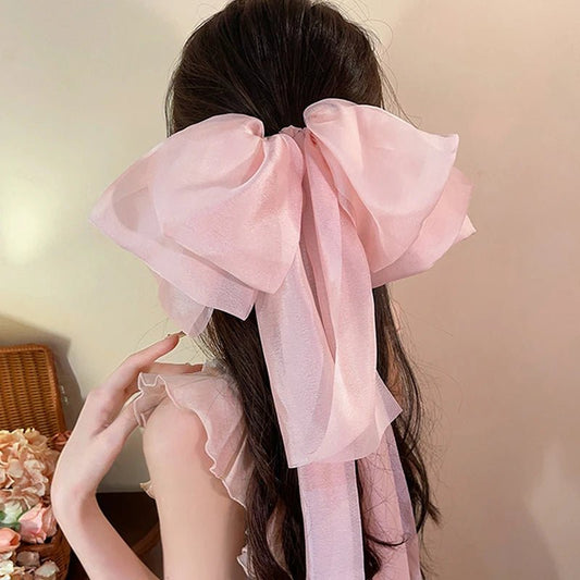 Super Fairy Ribbon Bowknot Hair Clip Princess Sweet Spring Clip High - end Atmosphere Headwear Hair Accessories - PratSN