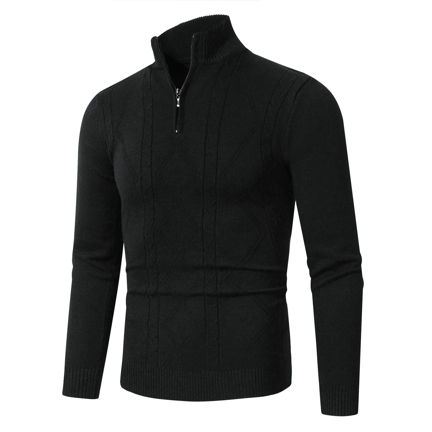 Sweater Men's Casual Stand Collar Long Sleeve Half Zipper Sweater - PratSN