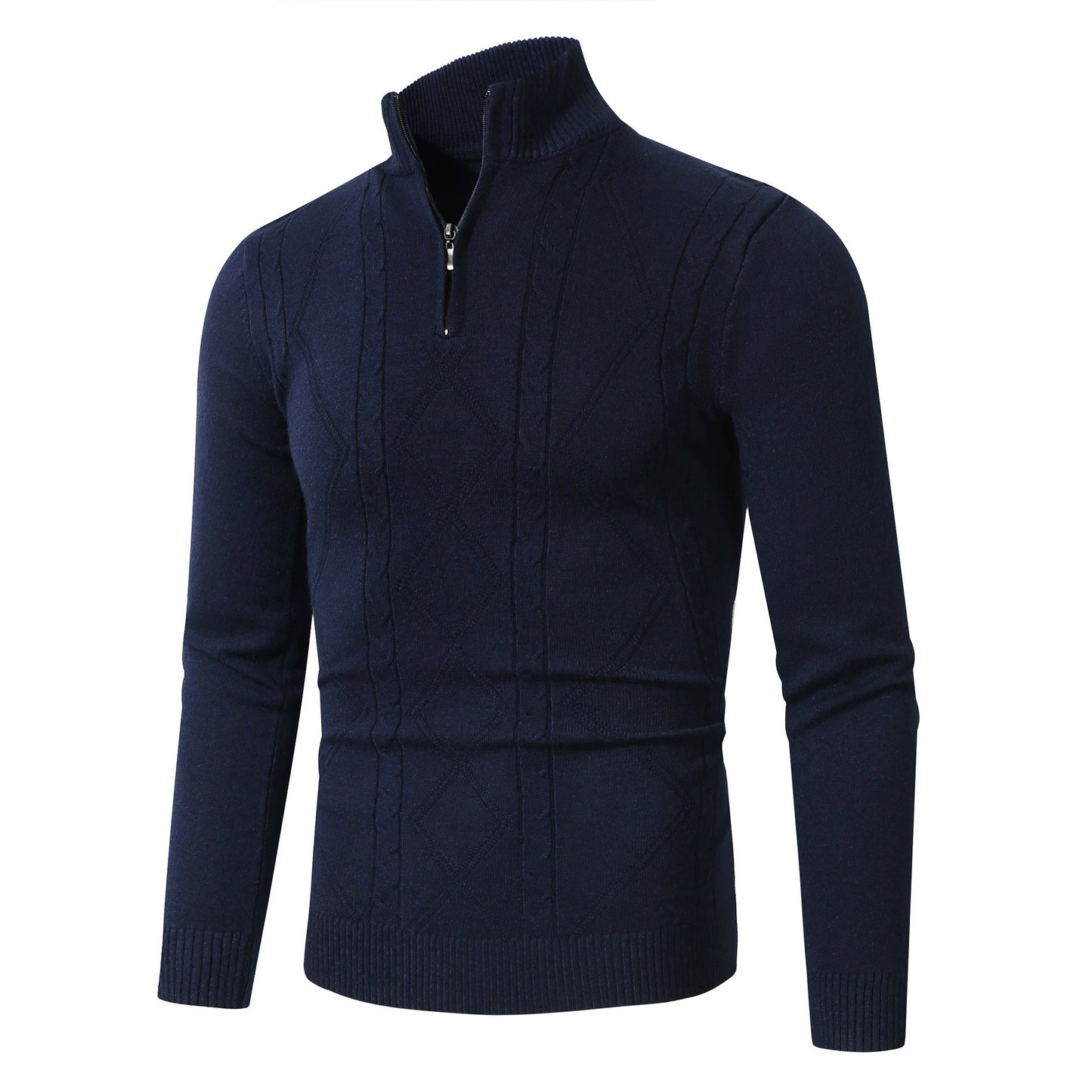 Sweater Men's Casual Stand Collar Long Sleeve Half Zipper Sweater - PratSN
