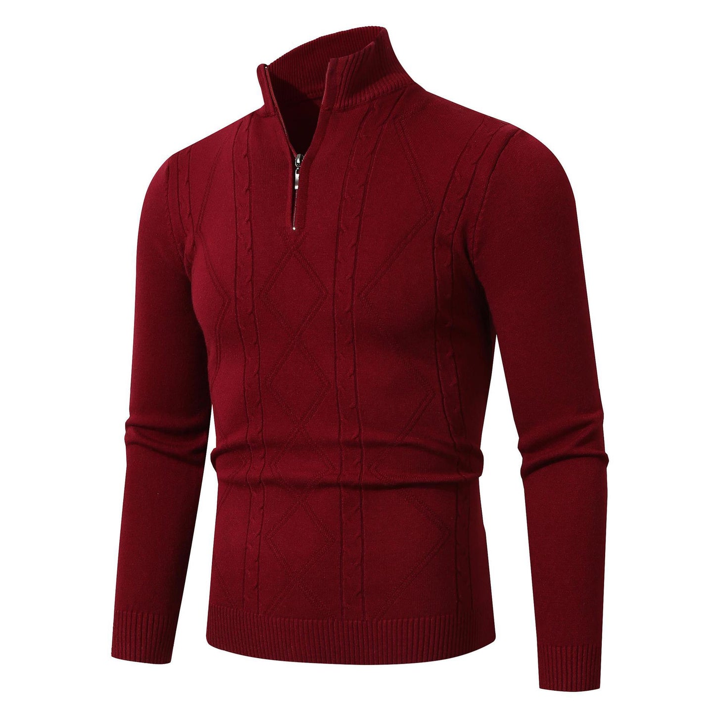 Sweater Men's Casual Stand Collar Long Sleeve Half Zipper Sweater - PratSN