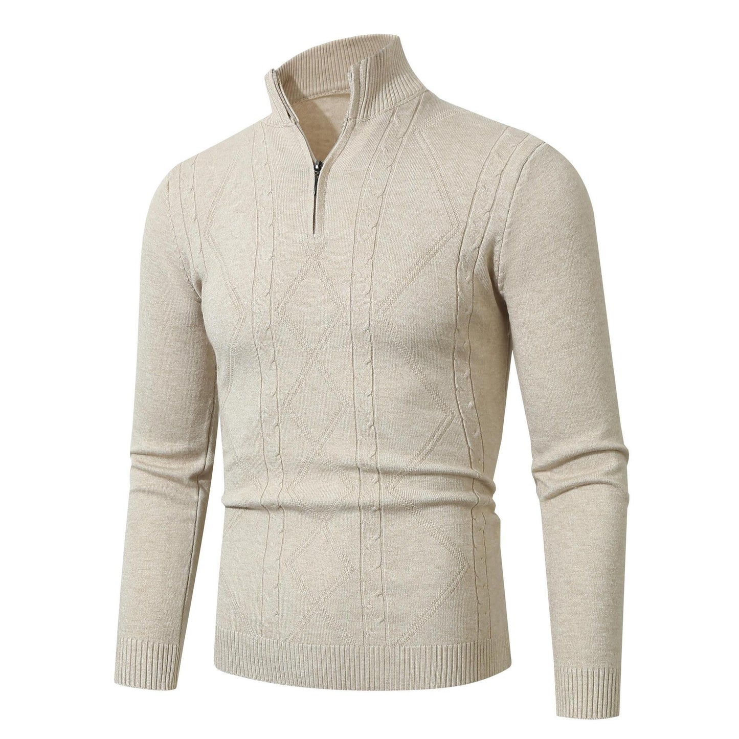 Sweater Men's Casual Stand Collar Long Sleeve Half Zipper Sweater - PratSN