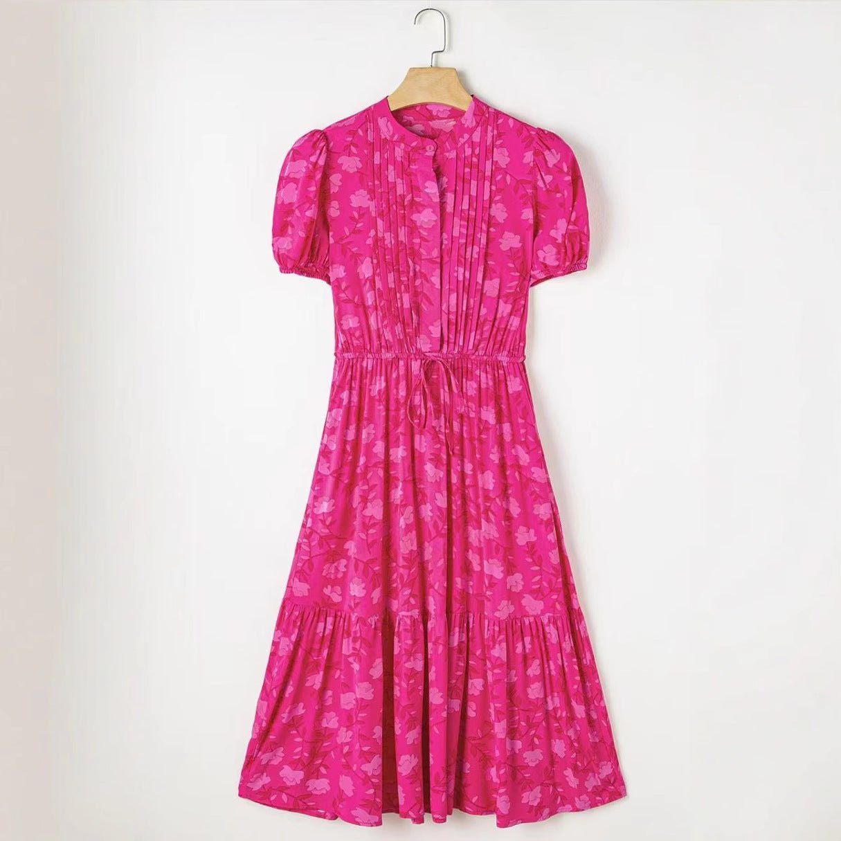 Sweet Floral Print Short Sleeve Dress - PratSN