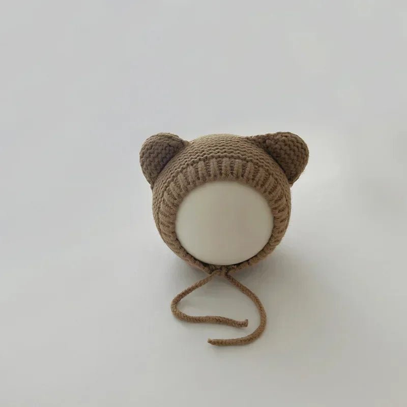 Sweet Newborn Beanie Kawaii Cartoon Bear Ear Crochet Bonnet for Baby Boy Girl Autumn Winter Warm Hat Toddler Photography Props - PratSN