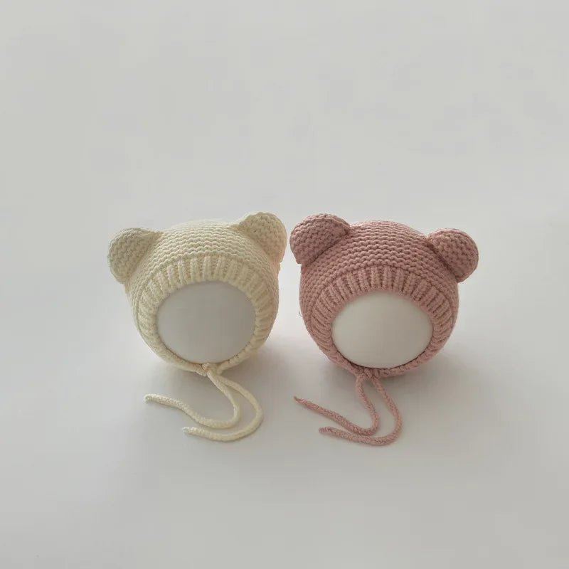 Sweet Newborn Beanie Kawaii Cartoon Bear Ear Crochet Bonnet for Baby Boy Girl Autumn Winter Warm Hat Toddler Photography Props - PratSN