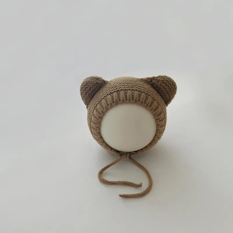 Sweet Newborn Beanie Kawaii Cartoon Bear Ear Crochet Bonnet for Baby Boy Girl Autumn Winter Warm Hat Toddler Photography Props - PratSN
