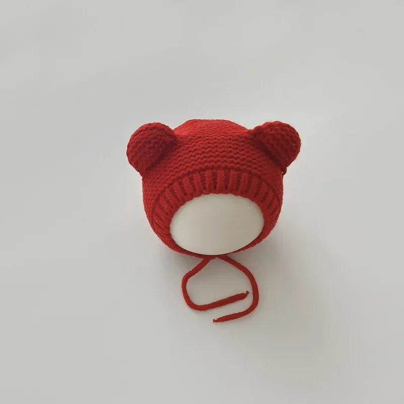 Sweet Newborn Beanie Kawaii Cartoon Bear Ear Crochet Bonnet for Baby Boy Girl Autumn Winter Warm Hat Toddler Photography Props - PratSN