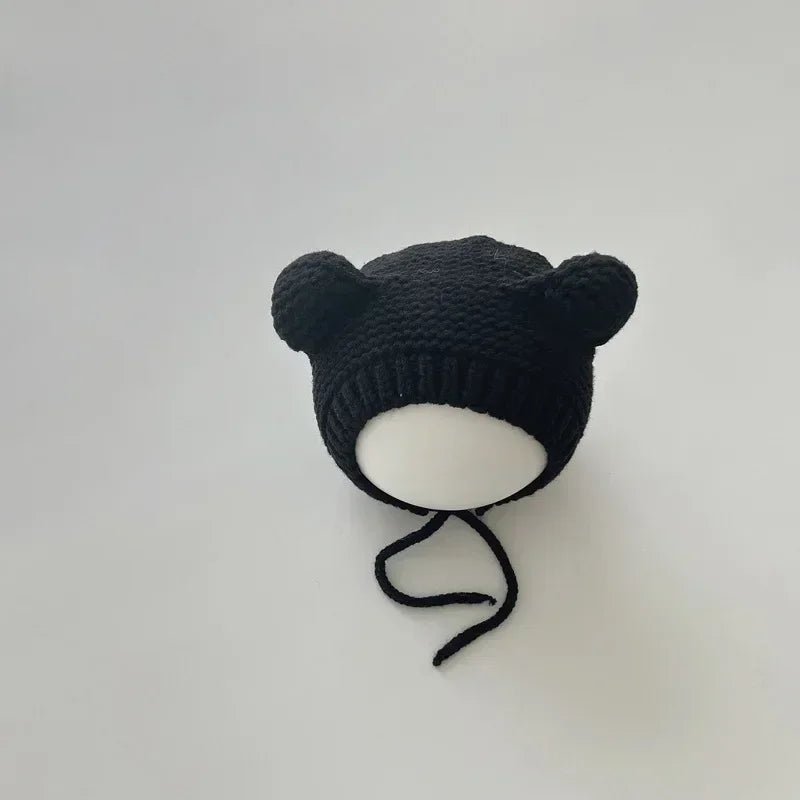 Sweet Newborn Beanie Kawaii Cartoon Bear Ear Crochet Bonnet for Baby Boy Girl Autumn Winter Warm Hat Toddler Photography Props - PratSN