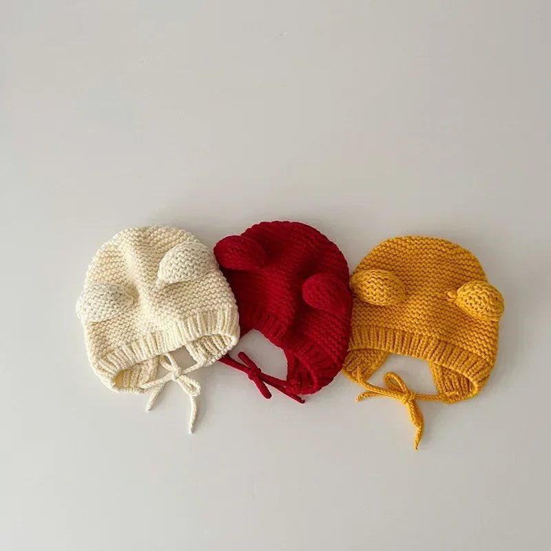 Sweet Newborn Beanie Kawaii Cartoon Bear Ear Crochet Bonnet for Baby Boy Girl Autumn Winter Warm Hat Toddler Photography Props - PratSN