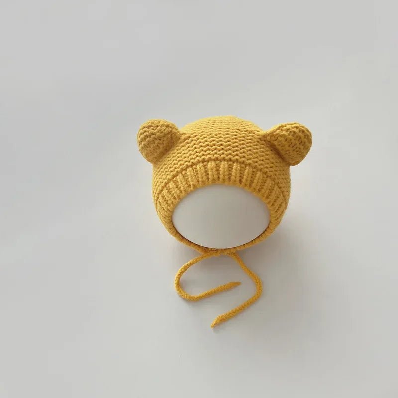 Sweet Newborn Beanie Kawaii Cartoon Bear Ear Crochet Bonnet for Baby Boy Girl Autumn Winter Warm Hat Toddler Photography Props - PratSN