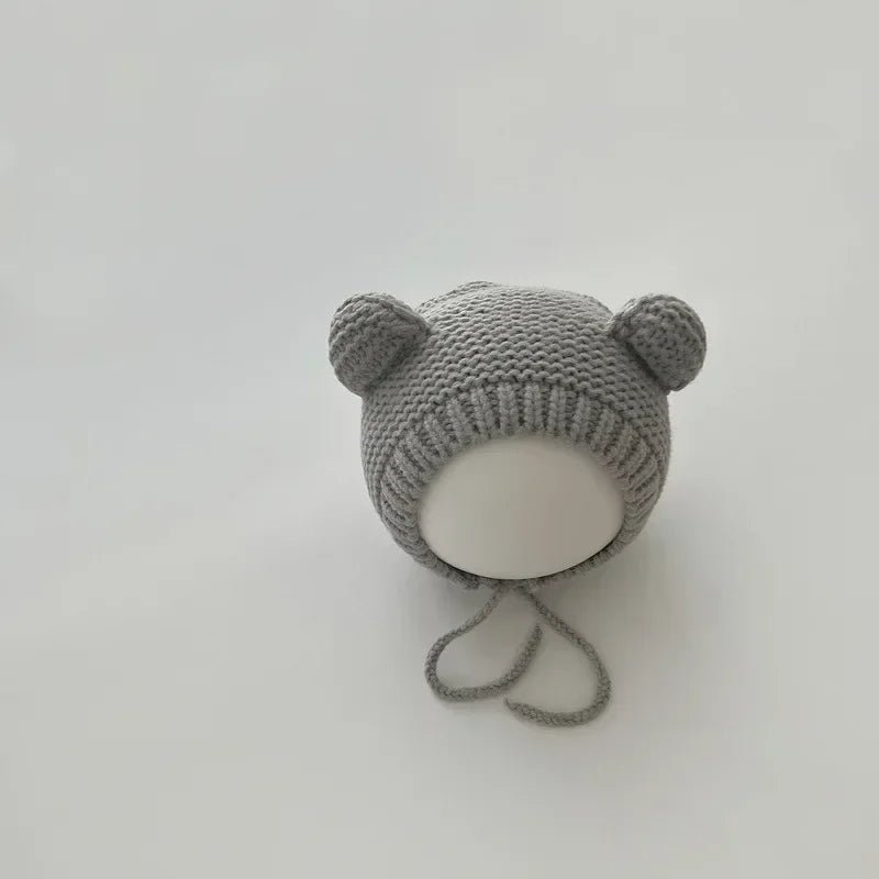 Sweet Newborn Beanie Kawaii Cartoon Bear Ear Crochet Bonnet for Baby Boy Girl Autumn Winter Warm Hat Toddler Photography Props - PratSN