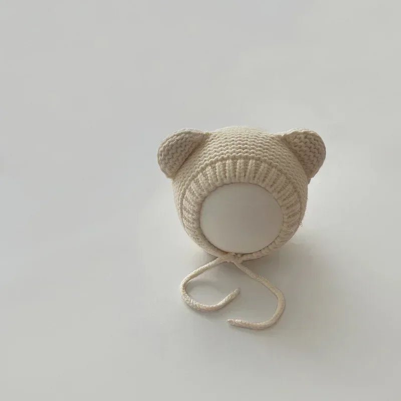 Sweet Newborn Beanie Kawaii Cartoon Bear Ear Crochet Bonnet for Baby Boy Girl Autumn Winter Warm Hat Toddler Photography Props - PratSN
