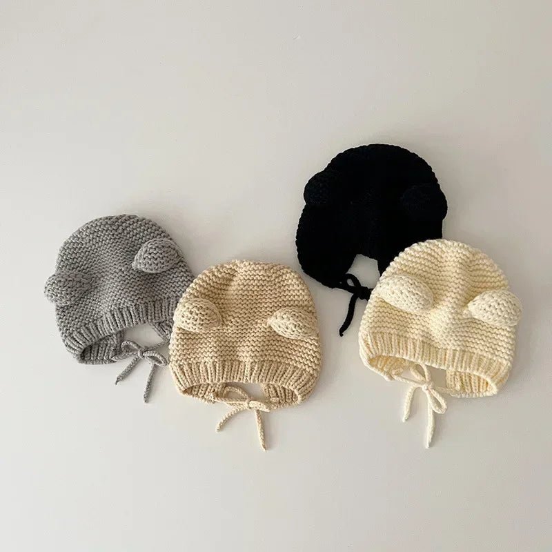 Sweet Newborn Beanie Kawaii Cartoon Bear Ear Crochet Bonnet for Baby Boy Girl Autumn Winter Warm Hat Toddler Photography Props - PratSN