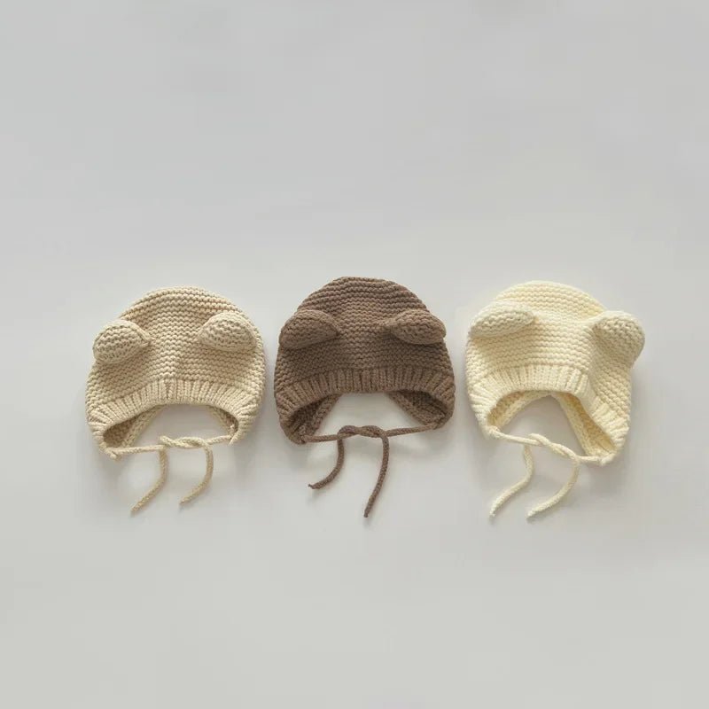 Sweet Newborn Beanie Kawaii Cartoon Bear Ear Crochet Bonnet for Baby Boy Girl Autumn Winter Warm Hat Toddler Photography Props - PratSN