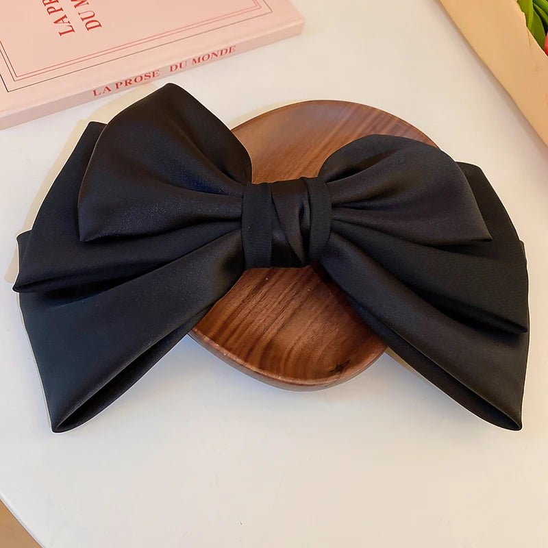 Sweet Pink Bow Hairpins Solid Color Big Bowknot Hair Clips Women Girls Soft Satin Barrettes Clip Party Wedding Hair Accessories - PratSN