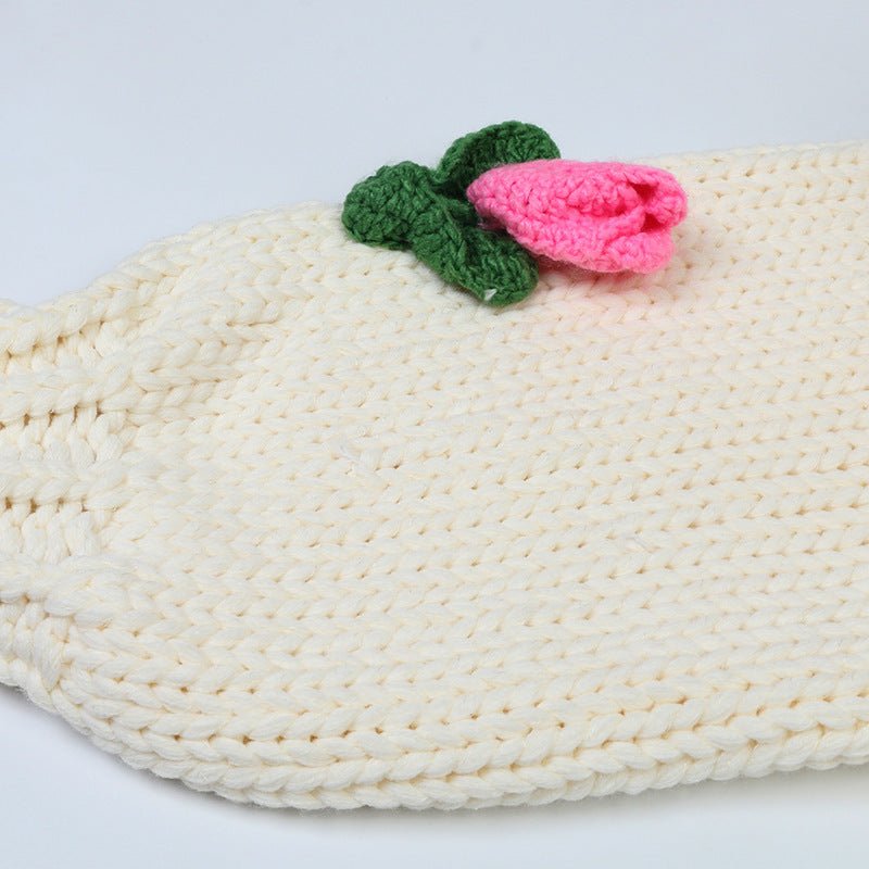 Sweet Sweater Cardigan Hand Crocheting Flower Loose V - neck - PratSN