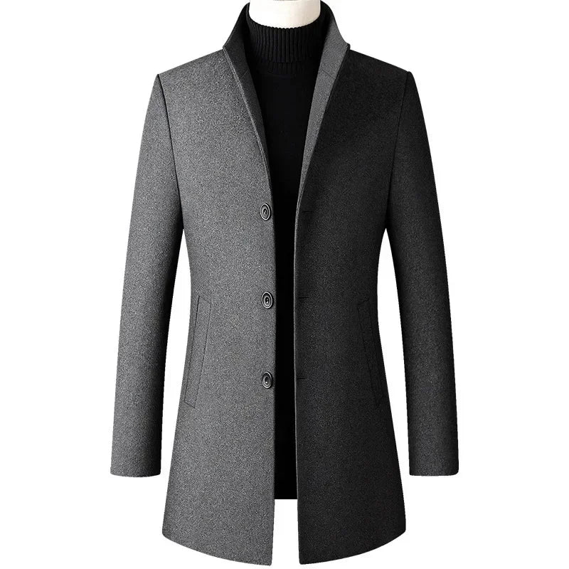 TFETTERS Brand Trench Coat Korean Fashion Business Casual Stand Collar Long Jackets for Men 2025 Autumn Windbreaker Winter Coats - PratSN