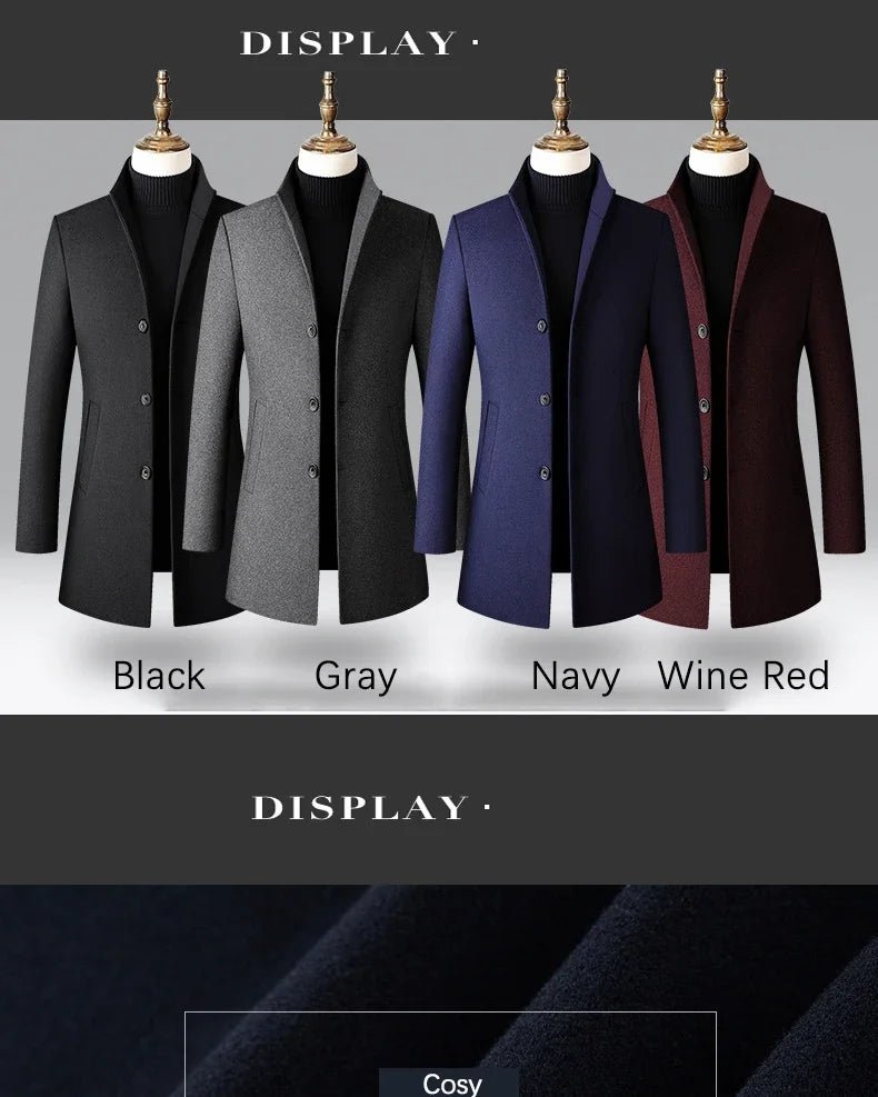 TFETTERS Brand Trench Coat Korean Fashion Business Casual Stand Collar Long Jackets for Men 2025 Autumn Windbreaker Winter Coats - PratSN