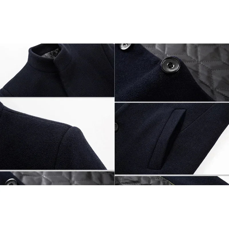 TFETTERS Brand Trench Coat Korean Fashion Business Casual Stand Collar Long Jackets for Men 2025 Autumn Windbreaker Winter Coats - PratSN