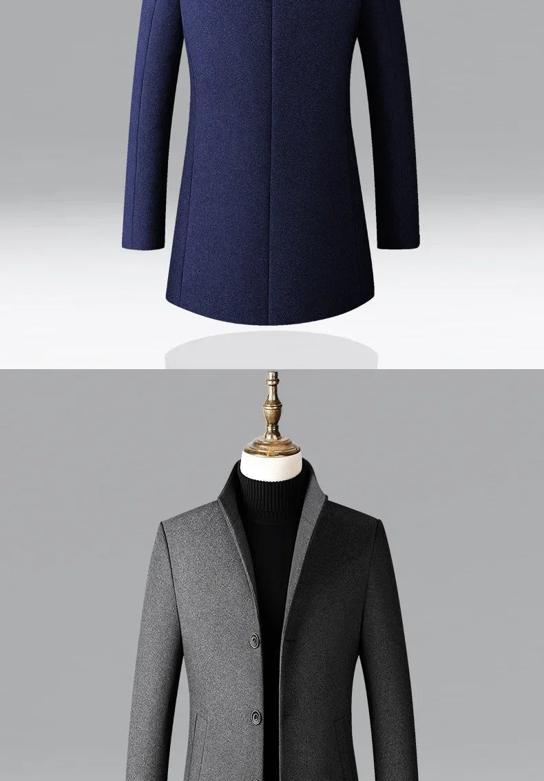 TFETTERS Brand Trench Coat Korean Fashion Business Casual Stand Collar Long Jackets for Men 2025 Autumn Windbreaker Winter Coats - PratSN
