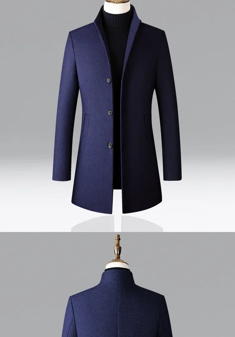 TFETTERS Brand Trench Coat Korean Fashion Business Casual Stand Collar Long Jackets for Men 2025 Autumn Windbreaker Winter Coats - PratSN
