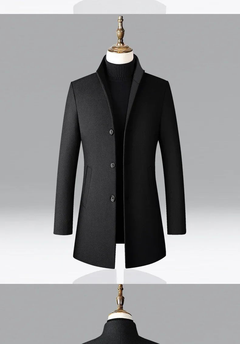 TFETTERS Brand Trench Coat Korean Fashion Business Casual Stand Collar Long Jackets for Men 2025 Autumn Windbreaker Winter Coats - PratSN