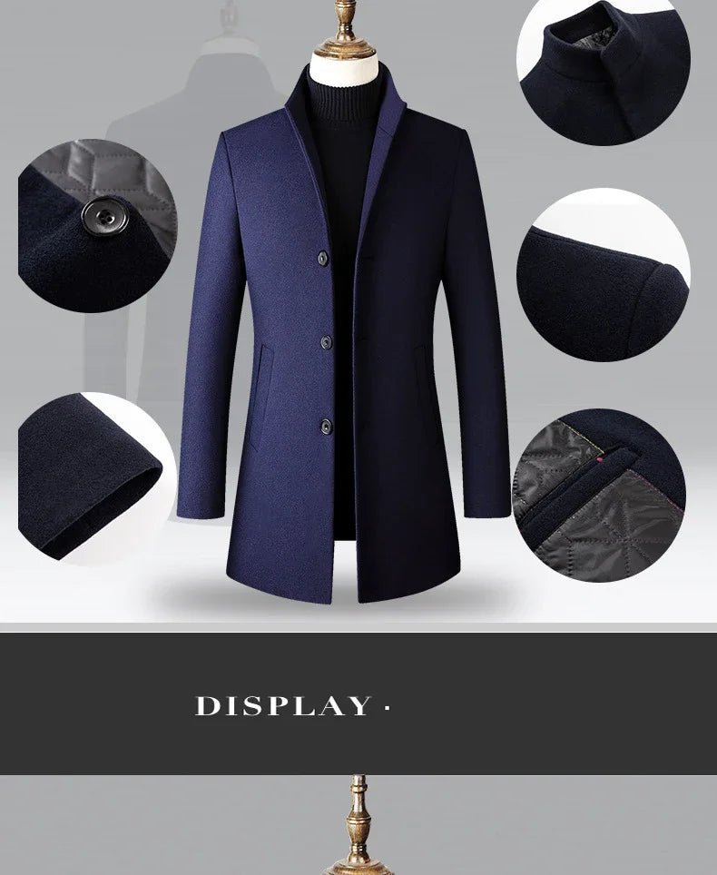 TFETTERS Brand Trench Coat Korean Fashion Business Casual Stand Collar Long Jackets for Men 2025 Autumn Windbreaker Winter Coats - PratSN