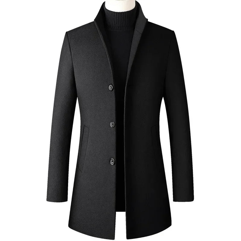 TFETTERS Brand Trench Coat Korean Fashion Business Casual Stand Collar Long Jackets for Men 2025 Autumn Windbreaker Winter Coats - PratSN