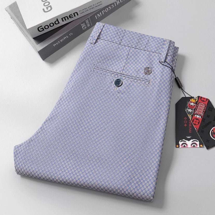 Thin Elastic Loose Straight Stripes Gingham Casual Pants - PratSN