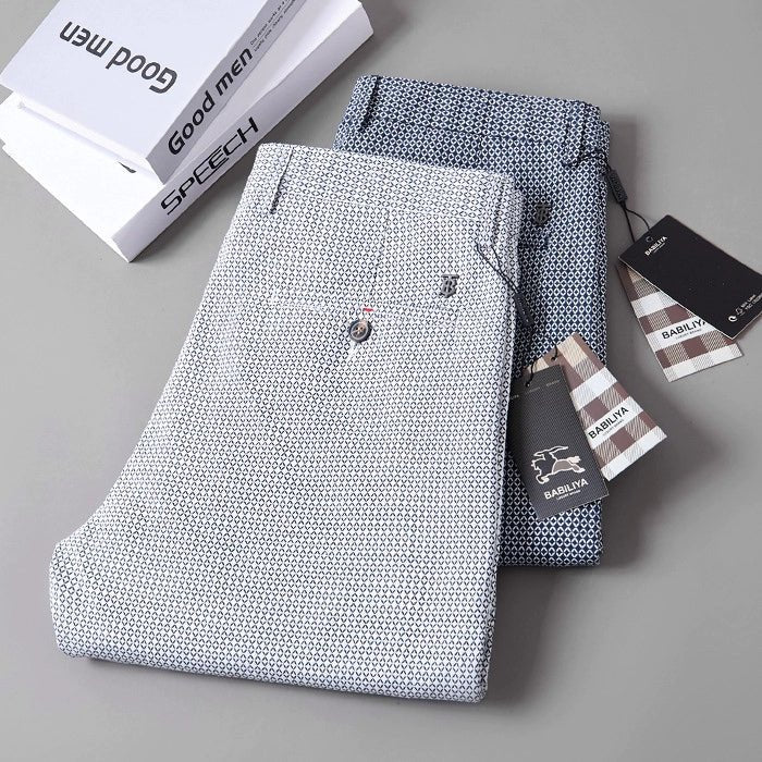 Thin Elastic Loose Straight Stripes Gingham Casual Pants - PratSN